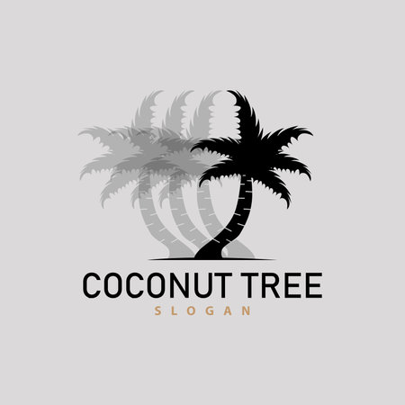 Coconut Tree Logo, Palm Tree Plant Vector, Simple Icon Silhouette Template Designのイラスト素材