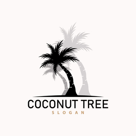 Coconut Tree Logo, Palm Tree Plant Vector, Simple Icon Silhouette Template Designのイラスト素材