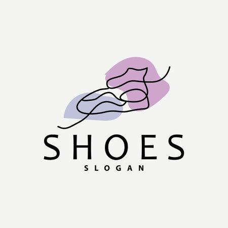 Shoes Logo, Shoes Design Simple Minimalist Line Style, Fashion Brand Vector, Icon Illustrationのイラスト素材