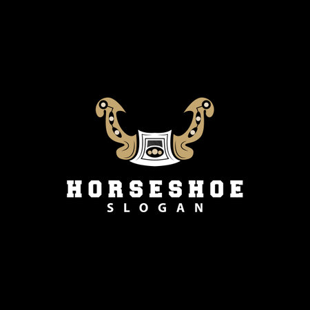 Horseshoe Logo, Horse Vector Vintage Elegant Old Retro Texsas Design, Silhouette Symbol Iconのイラスト素材