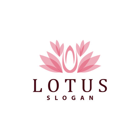 Lotus Logo, Flower Plant Vector, Minimalist Simple Line Design, Symbol Icon Templateのイラスト素材