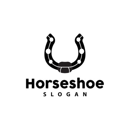 Horseshoe Logo, Horse Vector Vintage Elegant Old Retro Texsas Design, Silhouette Symbol Iconのイラスト素材
