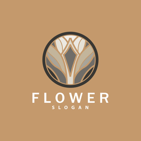 Lotus Logo, Flower Plant Vector, Minimalist Simple Line Design, Symbol Icon Templateのイラスト素材