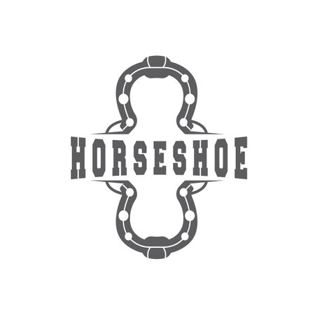 Horseshoe Logo, Horse Vector Vintage Elegant Old Retro Texsas Design, Silhouette Symbol Iconのイラスト素材