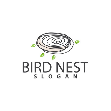 Bird Nest Logo, Bird House Shelter Vector, Modern Line Design Minimalist Style, Symbol Template Iconのイラスト素材
