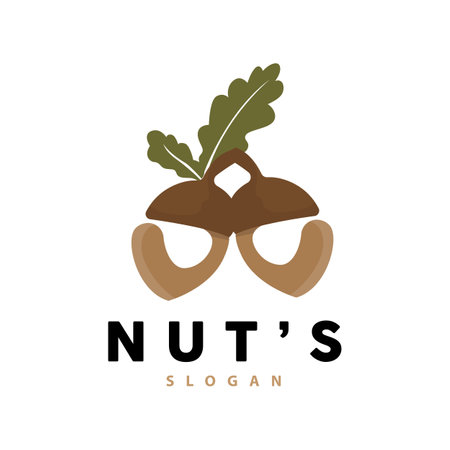 Acron Logo, Premium Design Simple Vintage Retro Style, Vector Oak Nuts Acorns, Icon Symbol Illustration Templateのイラスト素材