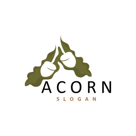 Acron Logo, Premium Design Simple Vintage Retro Style, Vector Oak Nuts Acorns, Icon Symbol Illustration Templateのイラスト素材