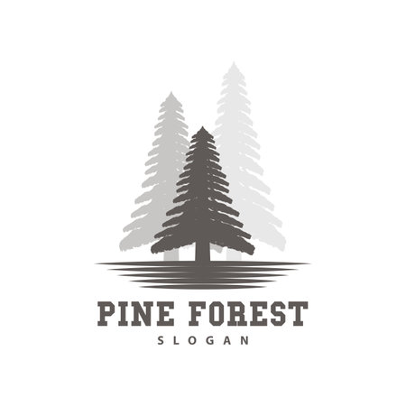 Pine Tree Logo, Luxurious Elegant Simple Design, Fir Tree Vector Abstract, Forest Icon Illustration Pine Product Brandのイラスト素材