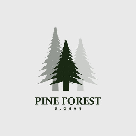 Pine Tree Logo, Luxurious Elegant Simple Design, Fir Tree Vector Abstract, Forest Icon Illustration Pine Product Brandのイラスト素材