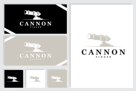 Cannon Logo, Elegant Simple Design Retro Vintage Style, War Artillery Vector, Illustration Symbol Iconのイラスト素材