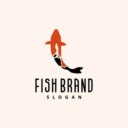 Koi Fish Logo Design, Ornamental Fish Vector, Aquarium Ornament Illustration Brand productのイラスト素材