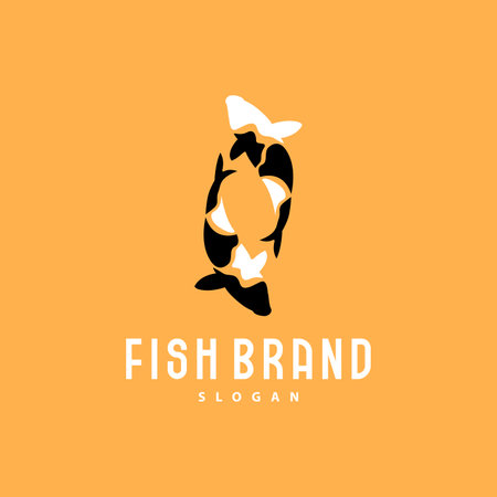 Koi Fish Logo Design, Ornamental Fish Vector, Aquarium Ornament Illustration Brand productのイラスト素材