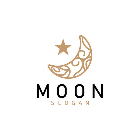 Moon Logo, Crescent Star And Moon Design, Vector Modern Luxury Elegant, Icon Template Gameのイラスト素材