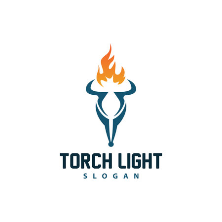 Torch Logo, Simple Minimalist Design Template Illustrationのイラスト素材