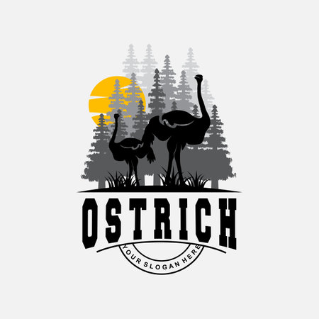Ostrich Logo Design, Desert Animal Illustration, Living In The Forest, Vector Camel Brand Productのイラスト素材