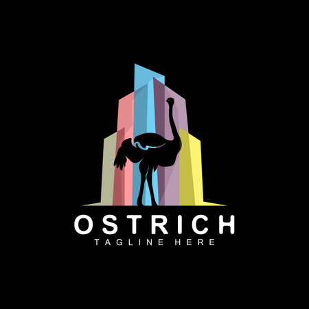 Ostrich Logo Design, Desert Animal Illustration, Living In The Forest, Vector Camel Brand Productのイラスト素材