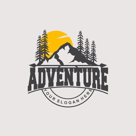 Mountain Logo, Nature Landscape Vector, Premium Elegant Simple Design, Illustration Symbol Template Iconのイラスト素材