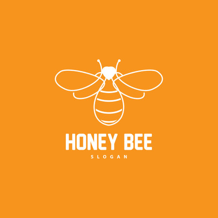 Honey Logo, Honey Bee Animal Vector, Livestock Design Simple Minimalist Icon Symbol Illustrationのイラスト素材