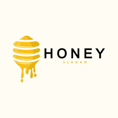 Honey Logo, Honey Bee Animal Vector, Livestock Design Simple Minimalist Icon Symbol Illustrationのイラスト素材