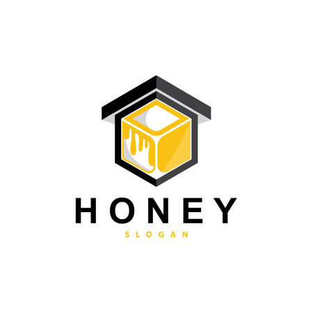 Honey Logo, Honey Bee Animal Vector, Livestock Design Simple Minimalist Icon Symbol Illustrationのイラスト素材