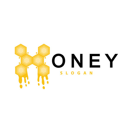 Honey Logo, Honey Bee Animal Vector, Livestock Design Simple Minimalist Icon Symbol Illustrationのイラスト素材