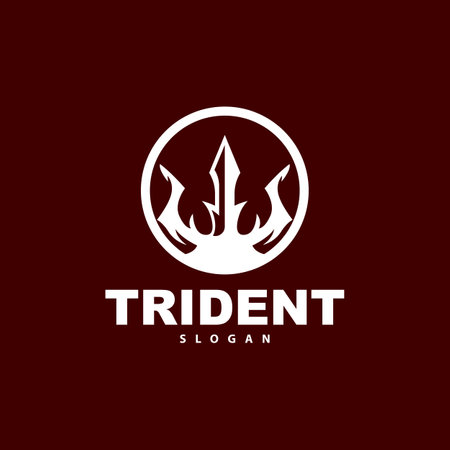 Trident Logo, Vector Magic Spear of Poseidon Neptune, Triton King Design, Template Icon Brand Illustrationのイラスト素材