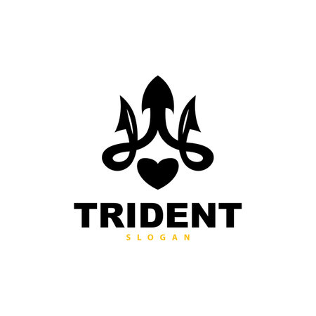 Trident Logo, Vector Magic Spear of Poseidon Neptune, Triton King Design, Template Icon Brand Illustrationのイラスト素材