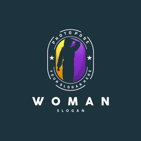 Woman Logo, Wellness Girl Photo Pose Vector, Beauty And Elegance Design, Template, Illustration, Silhouetteのイラスト素材