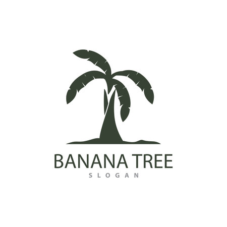 Banana Tree Logo, Banana Tree Simple Silhouette Design, Plant Icon Symbol Vector Illustrationのイラスト素材