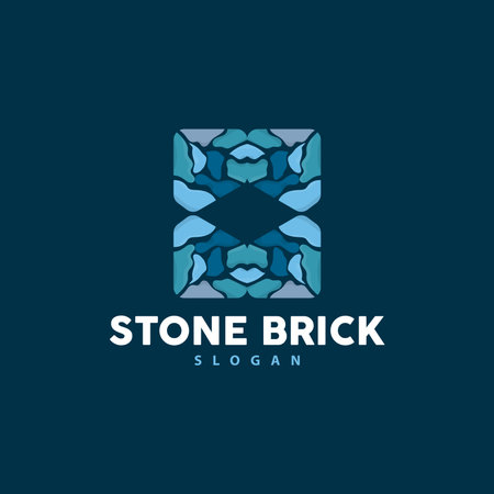 Brick Stone Logo, Premium Elegant Design, Vector Wallpaper Stone House, Icon Illustration Designのイラスト素材