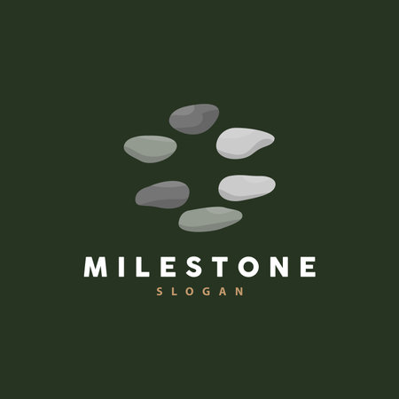 Stone Logo, Premium Elegant Design, Stone Balance Vector, Stepping Rock Walking Icon Illustration Designのイラスト素材
