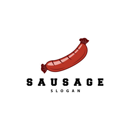 Sausage Logo, Vector Meat Fork and the Sausage Food, Restaurant Inspiration Design, Vintage Retro Rusticのイラスト素材