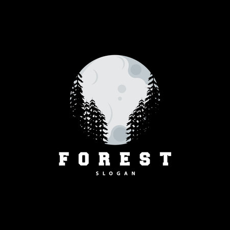 Forest Logo, Vector Forest Wood With Pine Trees, Design Inspirational Badge Label Illustrationのイラスト素材