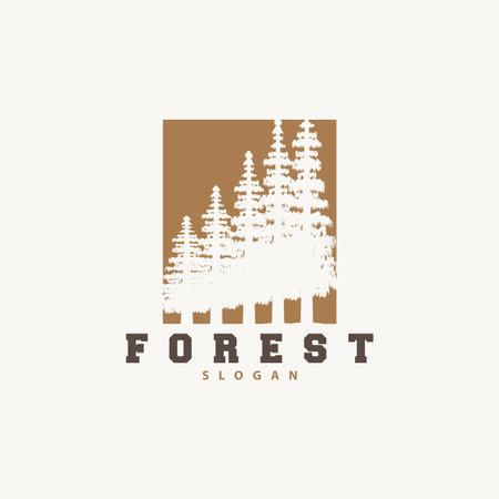Forest Logo, Vector Forest Wood With Pine Trees, Design Inspirational Badge Label Illustrationのイラスト素材