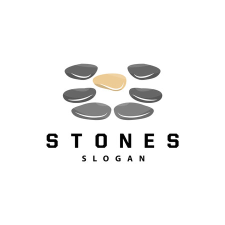 Stone Logo, Premium Elegant Design, Stone Balance Vector, Stepping Rock Walking Icon Illustration Designのイラスト素材
