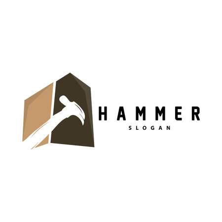 Hammer Logo, Builder Tools Inspiration Design, Vector Vintage Carpentry And Mechanics, Illustration Templateのイラスト素材