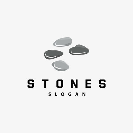 Stone Logo, Premium Elegant Design, Stone Balance Vector, Stepping Rock Walking Icon Illustration Designのイラスト素材