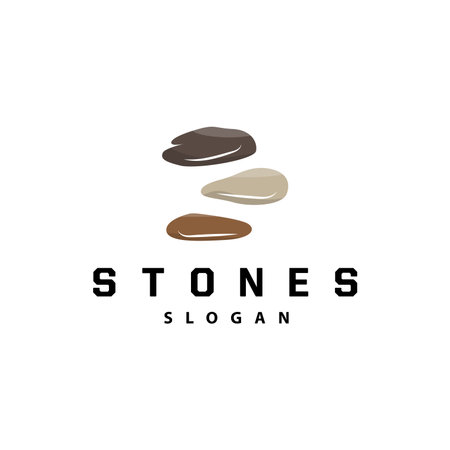 Stone Logo, Premium Elegant Design, Stone Balance Vector, Stepping Rock Walking Icon Illustration Designのイラスト素材