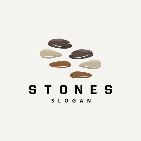 Stone Logo, Premium Elegant Design, Stone Balance Vector, Stepping Rock Walking Icon Illustration Designのイラスト素材
