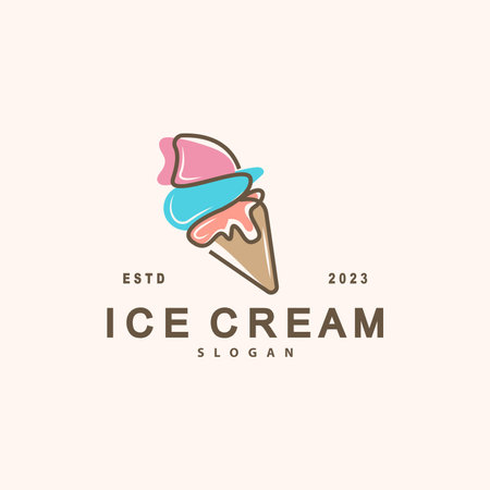 Ice Cream Logo, Vector Fresh Sweet Soft Cold Food, Simple Minimalist Inspiration Designのイラスト素材