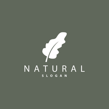 Leaf Logo, Oak Leaf Logo Design, Minimalist Natural Plant Tree Vector, Illustration Templateのイラスト素材