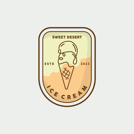 Ice Cream Logo, Vector Fresh Sweet Soft Cold Food, Simple Minimalist Inspiration Designのイラスト素材