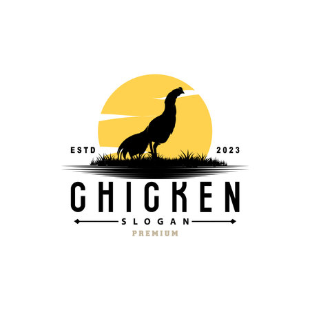 Chicken Logo, For Roast Chicken Restaurant, Farm Vector, Simple Minimalist Design For Restaurant Food Businessのイラスト素材