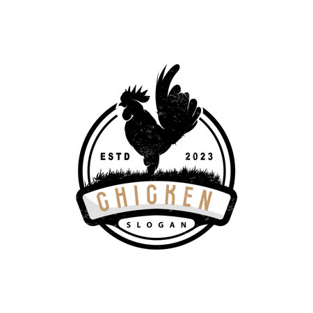 Chicken Logo, For Roast Chicken Restaurant, Farm Vector, Simple Minimalist Design For Restaurant Food Businessのイラスト素材