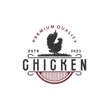 Chicken Logo, For Roast Chicken Restaurant, Farm Vector, Simple Minimalist Design For Restaurant Food Businessのイラスト素材