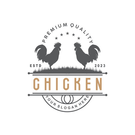 Chicken Logo, For Roast Chicken Restaurant, Farm Vector, Simple Minimalist Design For Restaurant Food Businessのイラスト素材