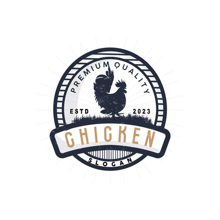 Chicken Logo, For Roast Chicken Restaurant, Farm Vector, Simple Minimalist Design For Restaurant Food Businessのイラスト素材