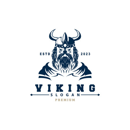 Viking logo, Vector illustration of Viking God, Simple Barbarian Sparta Inspiration Design, Templet Illustrationのイラスト素材