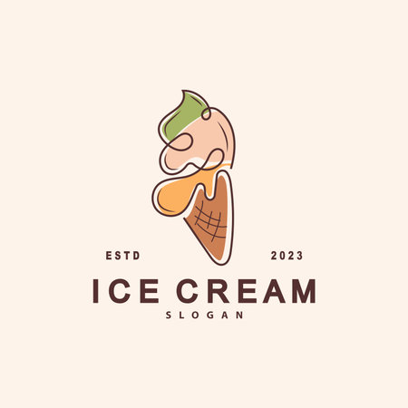 Ice Cream Logo, Vector Fresh Sweet Soft Cold Food, Simple Minimalist Inspiration Designのイラスト素材