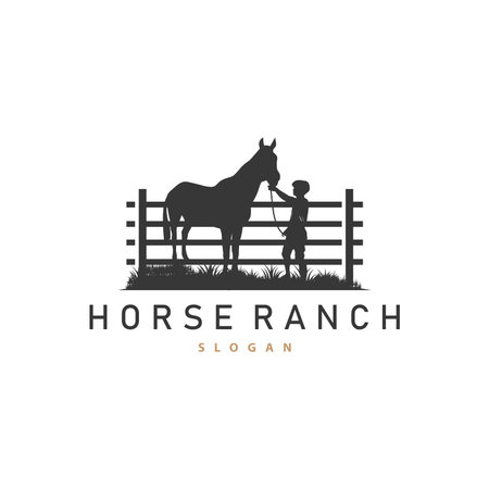 Horse Logo, West Country Farm Ranch Cowboy Logo Design, Simple Illustration Templateのイラスト素材